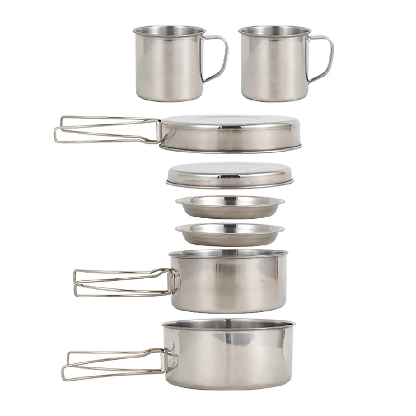 Camping Cooking Utensil Bag - 8 adet/takım kamp tencere seti paslanmaz