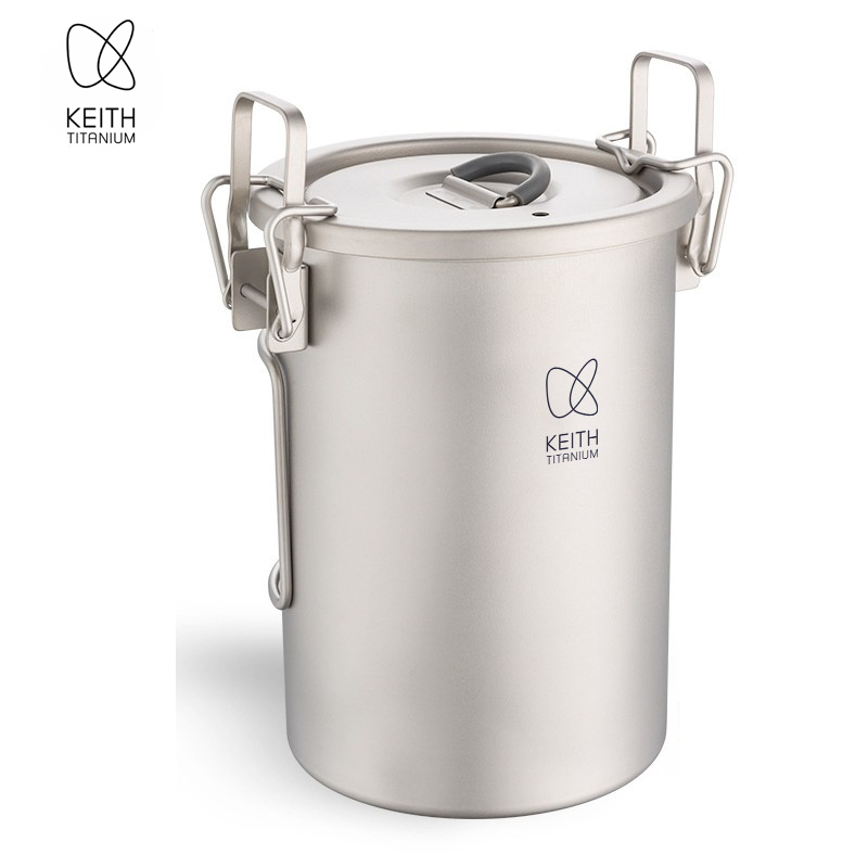 Camping Cooking Gear - KEITH Saf Titanyum Pirinç Pişirici, 900ml