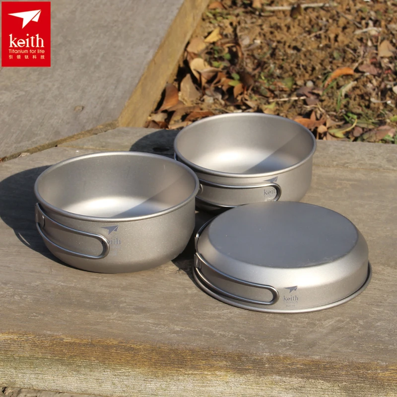 Camping Cooking Books - Keith 3 ADET Titanyum Tencere Tavalar