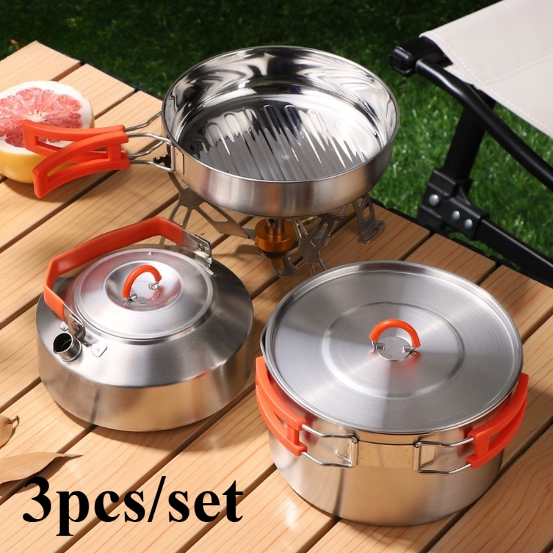 Nesting Camping Cooking Set - Kamp Yemek Pişirme Seti, Katlanır Saplı
