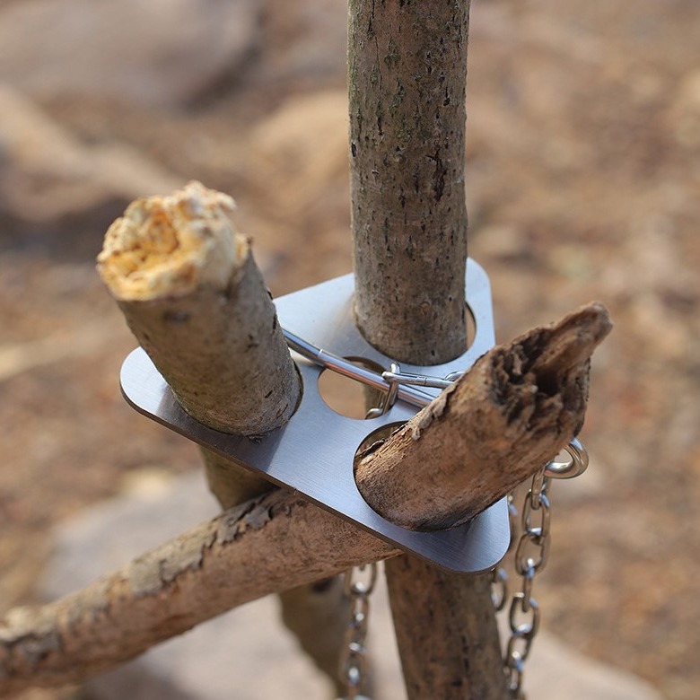 Camping Cooking Gear - Paslanmaz Çelik Kamp Tripod'u Taşınabilir Sökülebilir