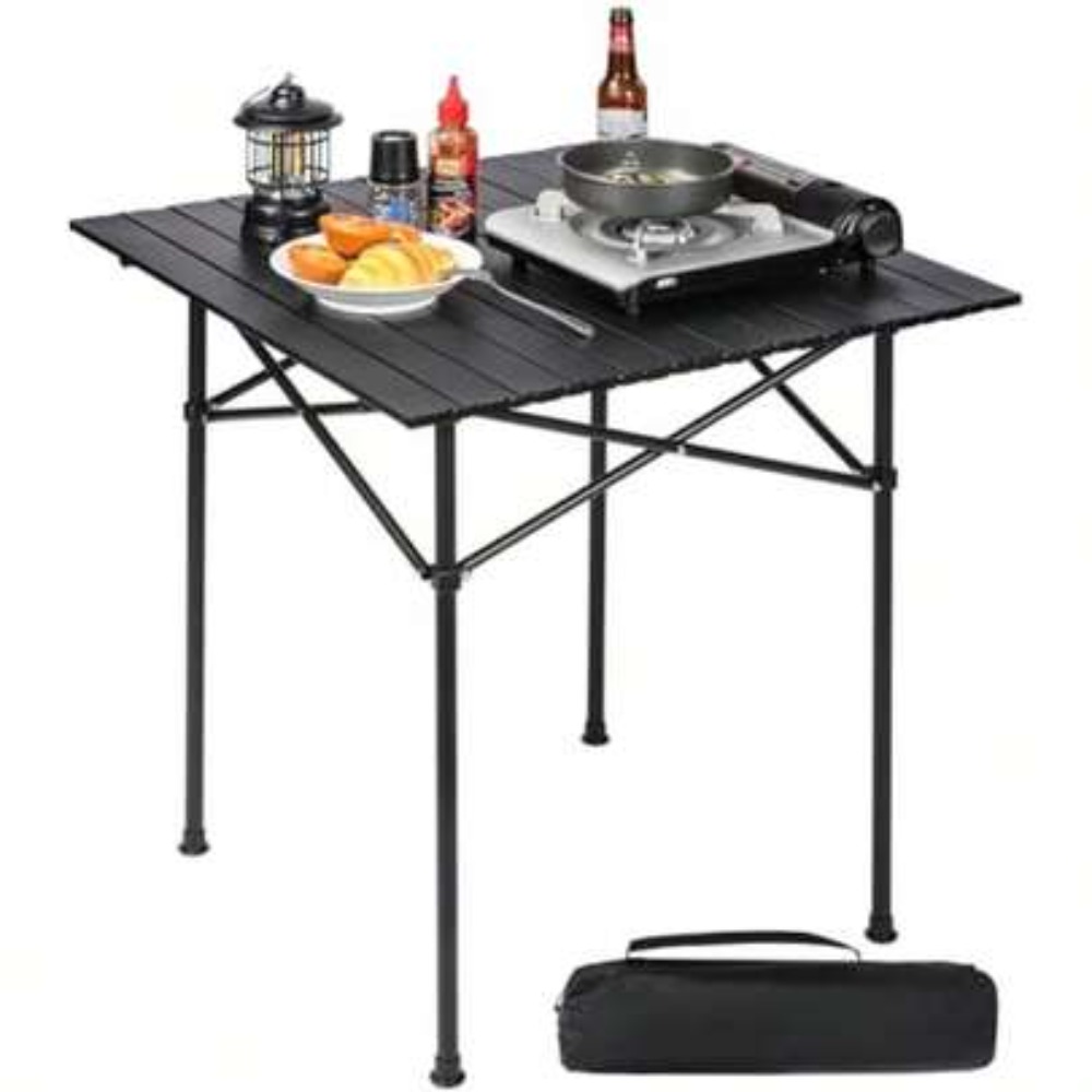 Camping Cooking Requirements - Katlanabilir Kamp Masası, Düz Siyah Kare