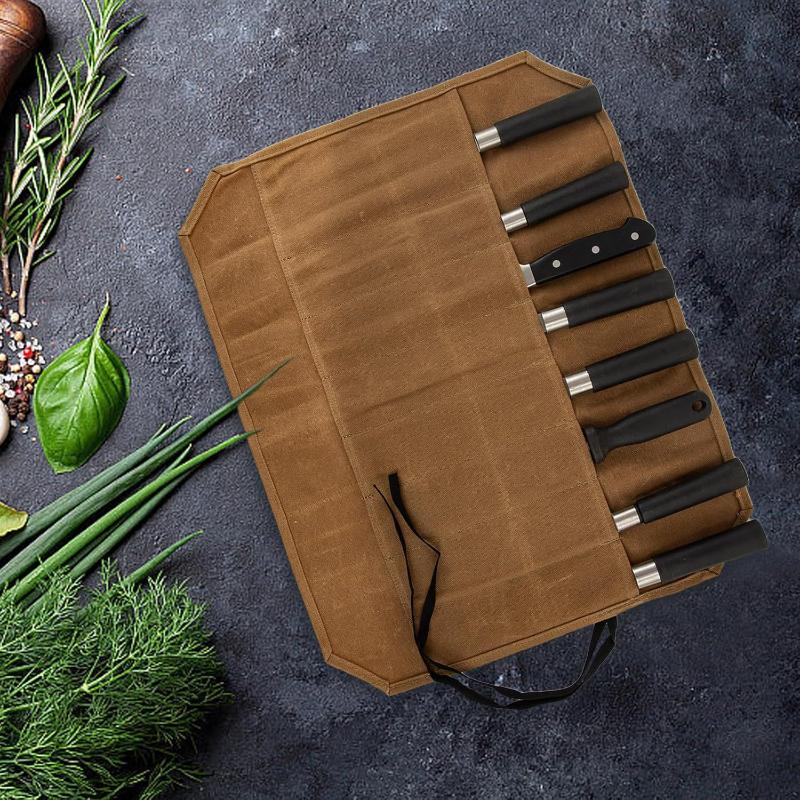 Mumlu Kanvas Şef Bıçağı Çantas - Camping Cooking Utensil Holder incelemesi ve fiyatı