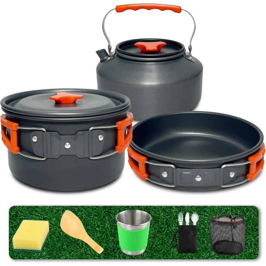 Kamp Yemek Seti: 35oz Yapışmaz - Nesting Camping Cooking Set incelemesi ve fiyatı