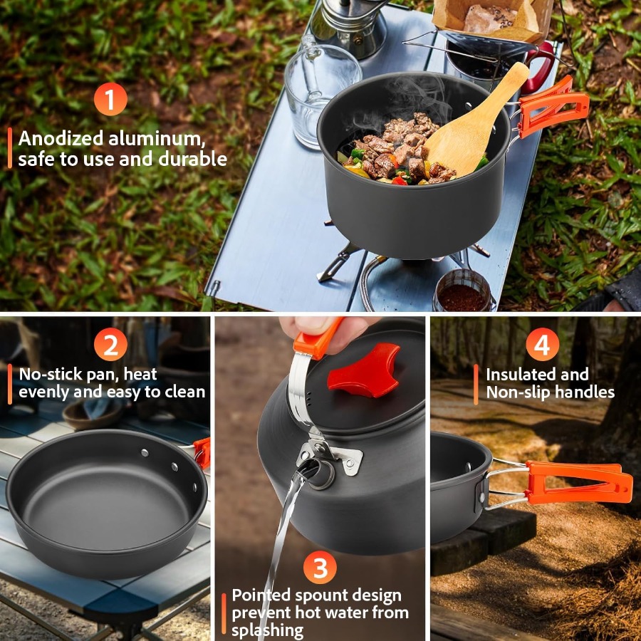 Kamp Yemek Seti: 35oz Yapışmaz - Nesting Camping Cooking Set incelemesi ve fiyatı