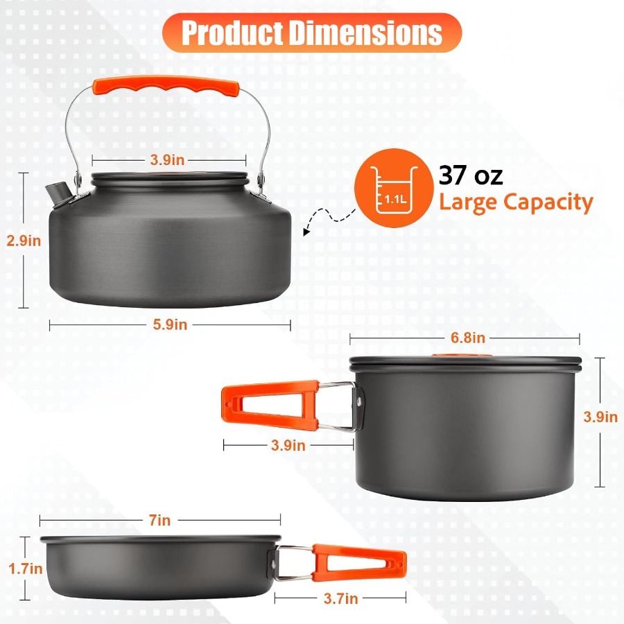 Kamp Yemek Seti: 35oz Yapışmaz - Nesting Camping Cooking Set incelemesi ve fiyatı